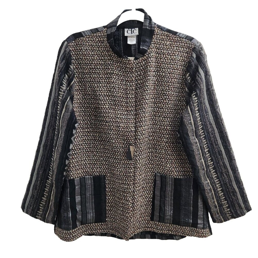CTC Carol Turner Collection Multi-Colored Mix Texture Tweed One Button Blazer S